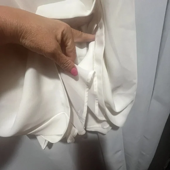 LOFT Petite Cream Sleeveless Shift Dress MP | V-Neck Ivory Minimalist - Picture 6 of 7